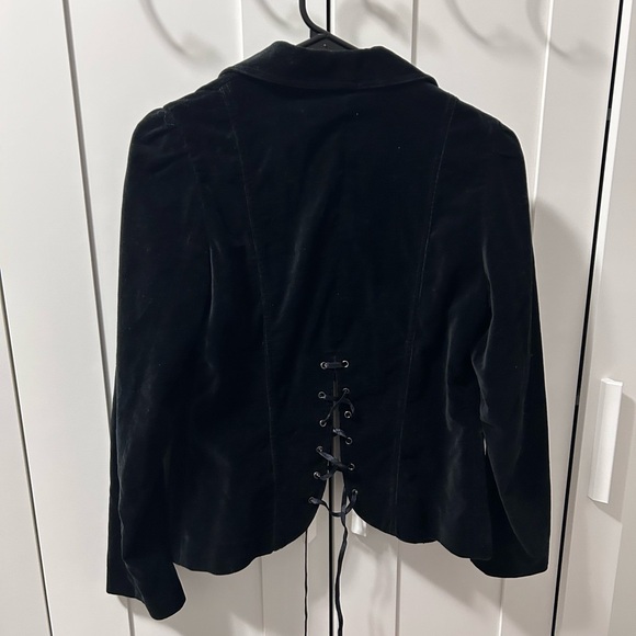 Black Velvet Lace-Up Back Blazer - Picture 2 of 4